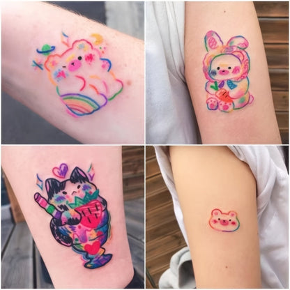 Cute Bear Temporary Tattoos Sheet - 30 Waterproof Anime Y2K Stickers for Girls - Image 8