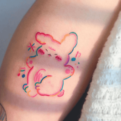 Cute Bear Temporary Tattoos Sheet - 30 Waterproof Anime Y2K Stickers for Girls - Main Product Image