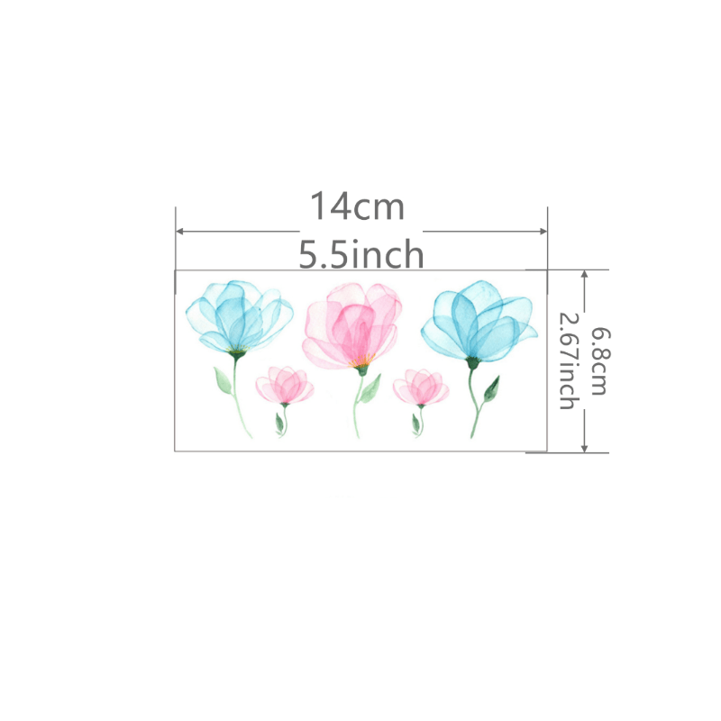 Floral Temporary Tattoos Sheet - Waterproof Pink Purple Blue Flower Designs for Body Art - Usage Demonstration