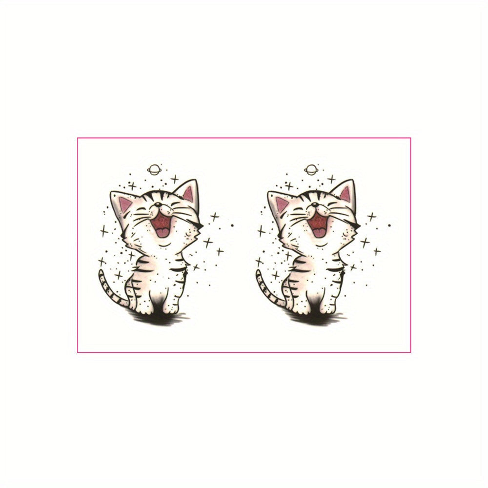 Cute Cat Temporary Tattoos - Waterproof Cartoon Kitty Tattoo Stickers - Product Detail View