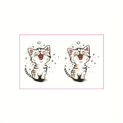 Cute Cat Temporary Tattoos - Waterproof Cartoon Kitty Tattoo Stickers - Product Detail View