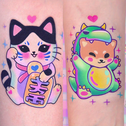 Cute Cat Temporary Tattoos - Waterproof Cartoon Kitty Tattoo Stickers - Image 6