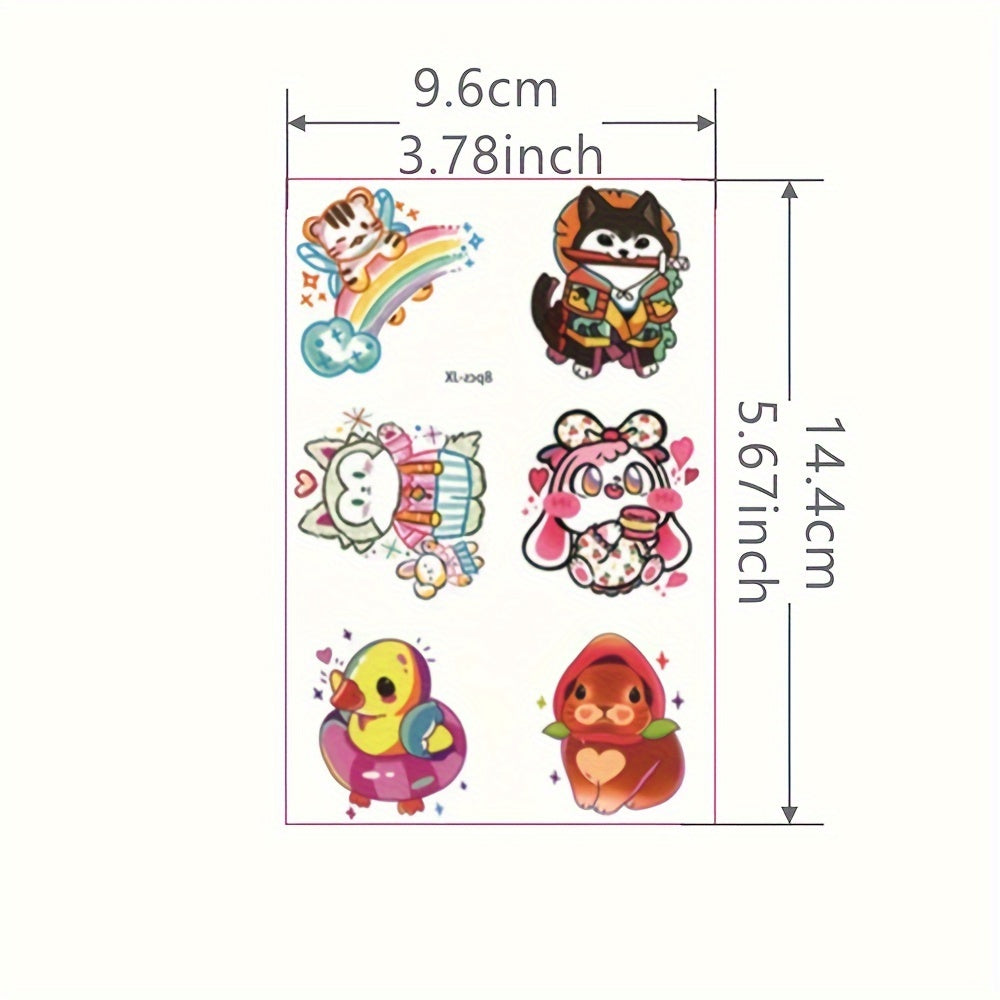 Cute Cat Temporary Tattoos - Waterproof Cartoon Kitty Tattoo Stickers - Usage Demonstration