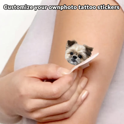 Custom Photo Temporary Tattoos - Personalized Picture Portrait Tattoo Stickers (12-192pcs) - Design Close-up