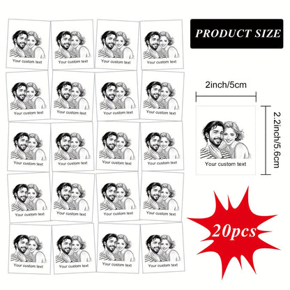 Custom Cartoon Temporary Tattoos - Personalized Black & White Line Art Design Tattoo Stickers (20pcs) - Usage Demonstration