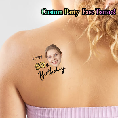 Custom Age Birthday Temporary Tattoos - Personalized Number & Face Portrait Tattoo Stickers (15pcs) - Image 8