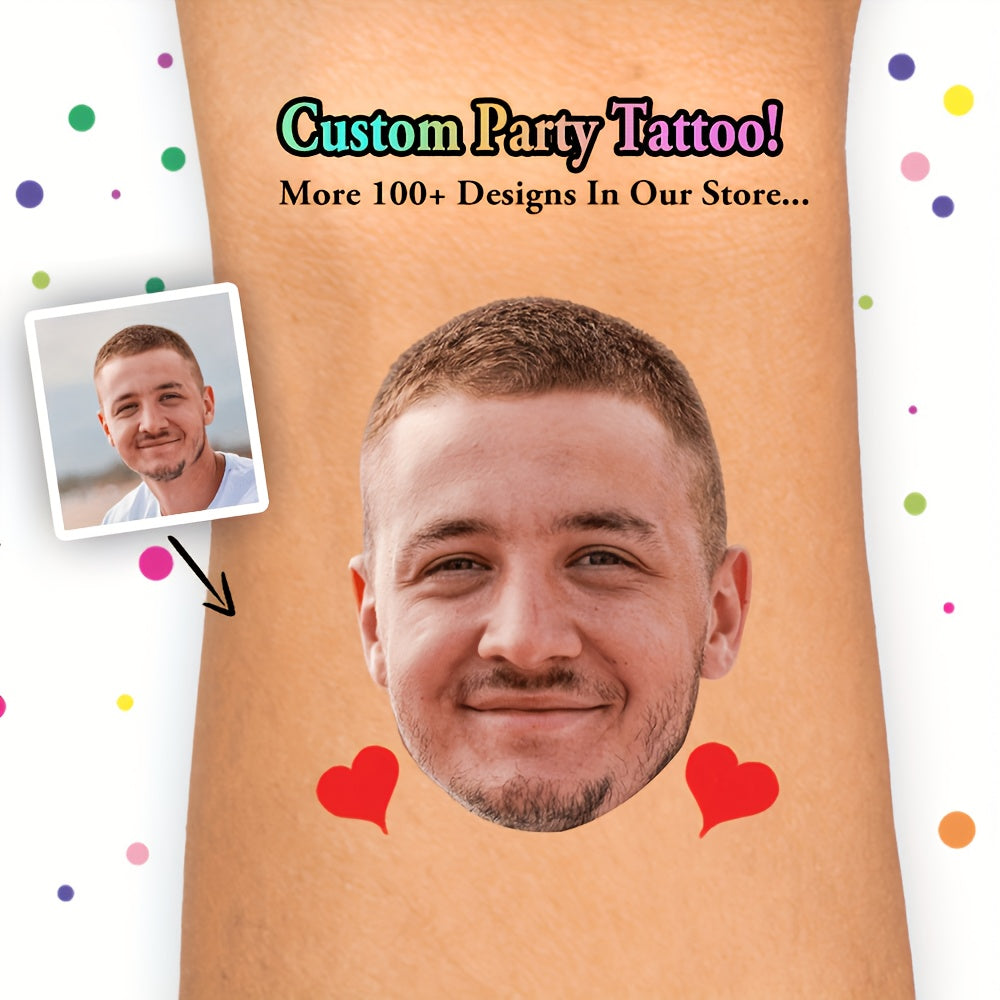 Custom Bride & Groom Temporary Tattoos - Personalized Wedding Face Portrait Love Tattoo Stickers (15pcs) - Application Example