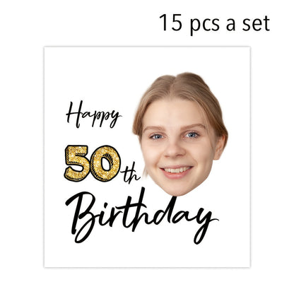 Custom Age Birthday Temporary Tattoos - Personalized Number & Face Portrait Tattoo Stickers (15pcs) - Application Example