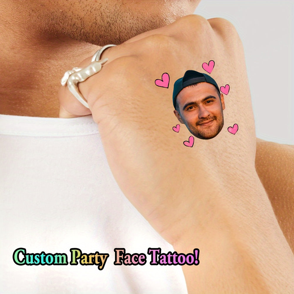 Custom Heart Face Temporary Tattoos - Personalized Photo Couple Portrait Tattoo Stickers - Image 7