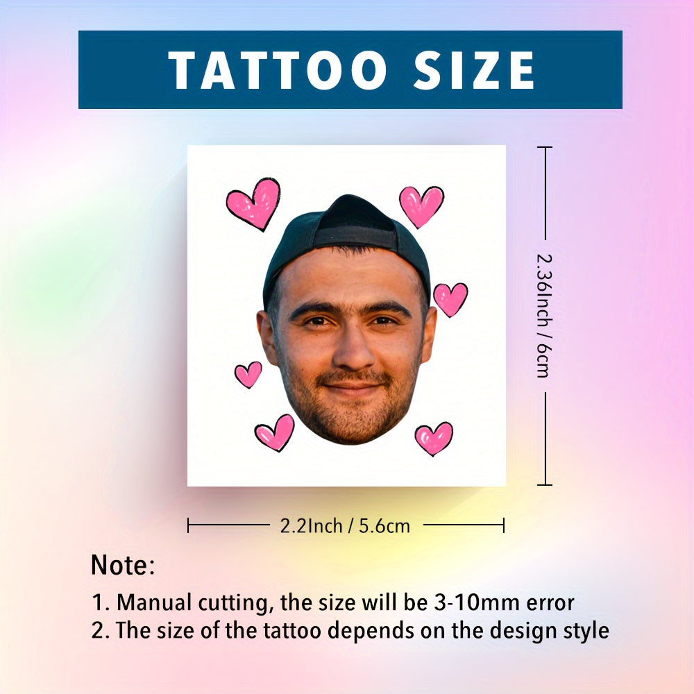 Custom Heart Face Temporary Tattoos - Personalized Photo Couple Portrait Tattoo Stickers - Usage Demonstration