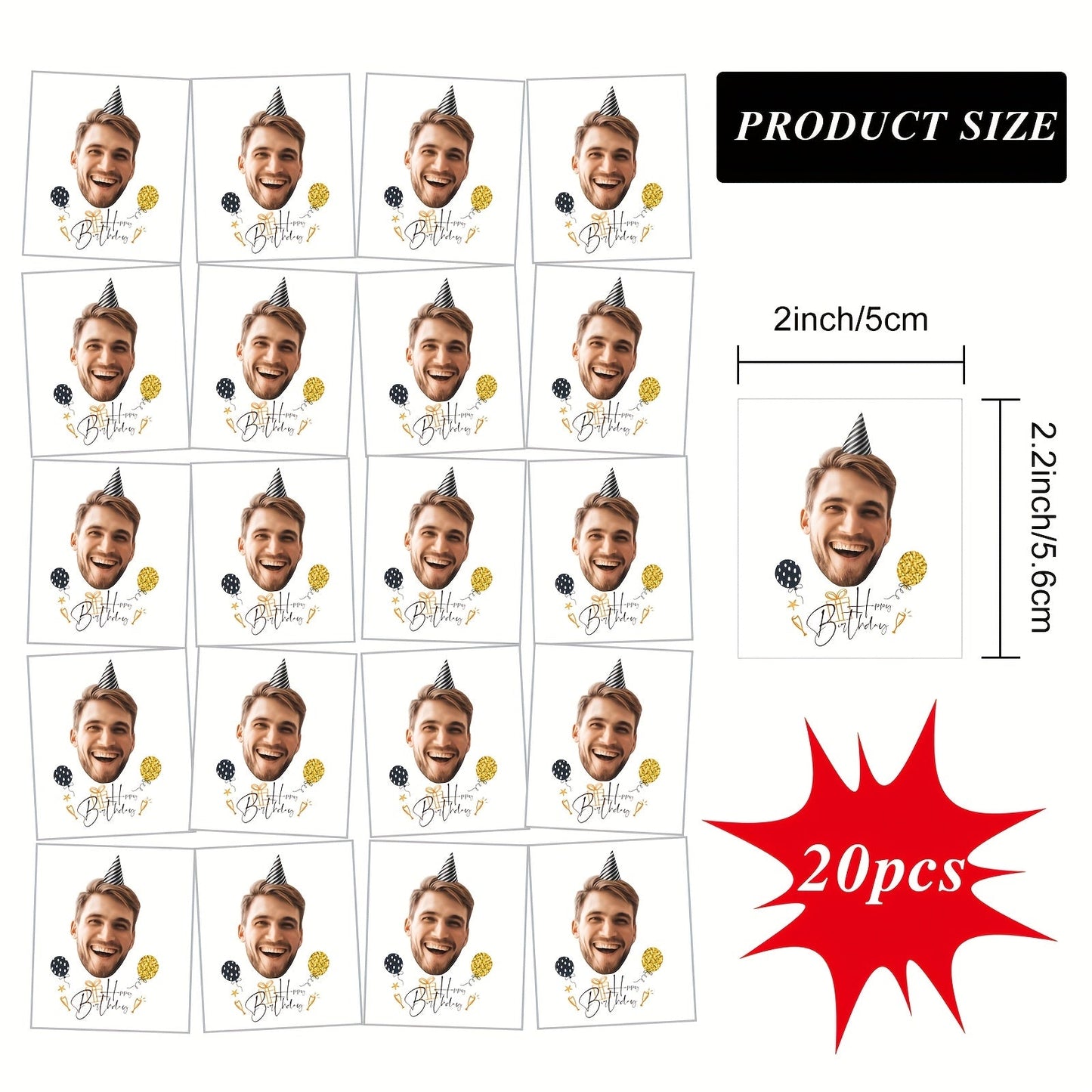 Custom Birthday Temporary Tattoos - Personalized Name Party Hat Design Tattoo Stickers (20pcs) - Usage Demonstration