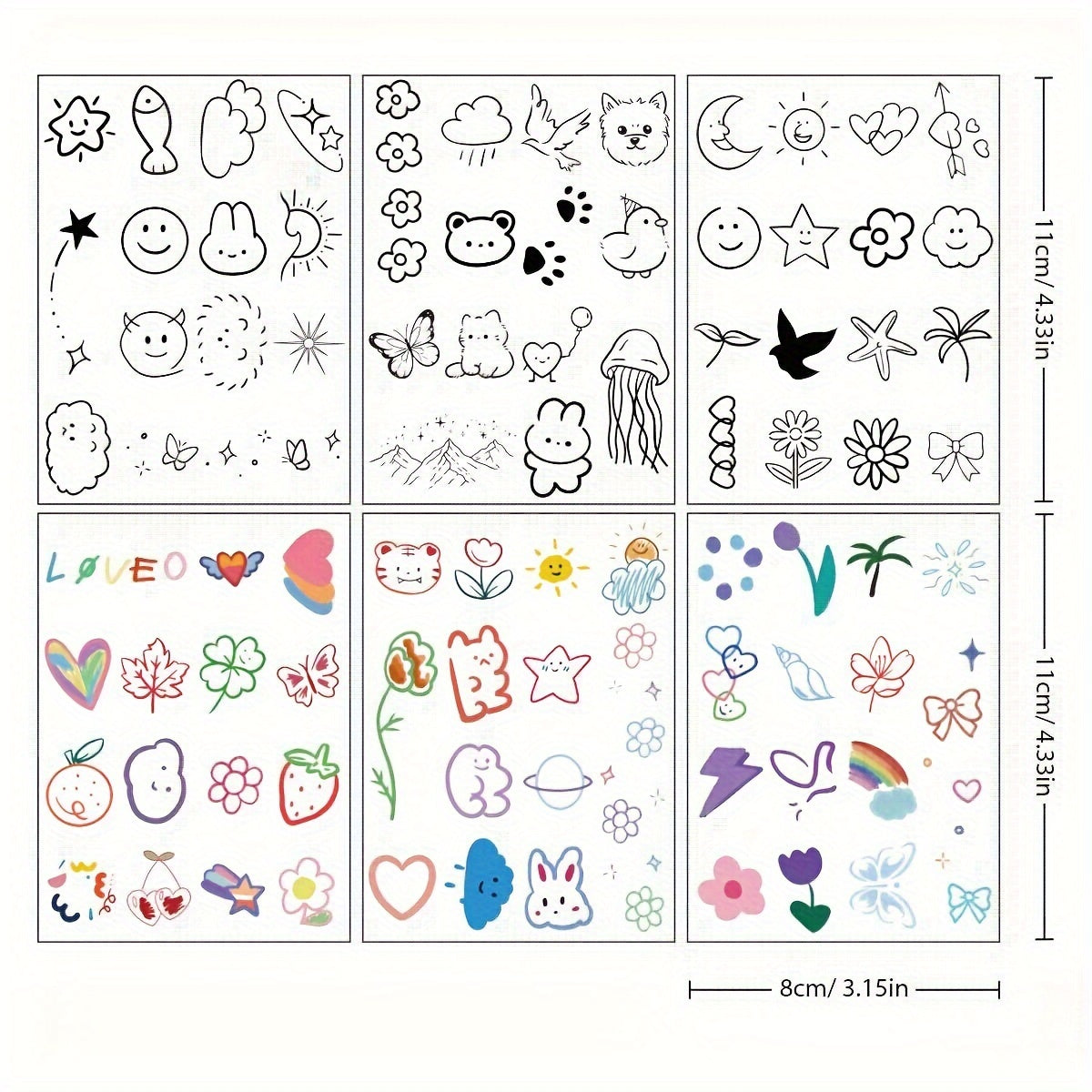 Botanical & Animal Temporary Tattoos Set - 6 Waterproof Stickers for Wrist, Arm & Body - Image 6