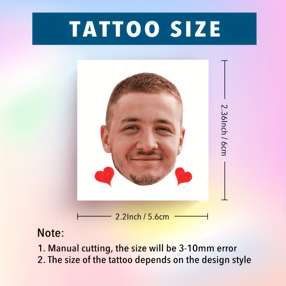 Custom Bride & Groom Temporary Tattoos - Personalized Wedding Face Portrait Love Tattoo Stickers (15pcs) - Design Close-up