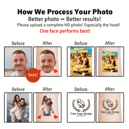 Custom Bride & Groom Temporary Tattoos - Personalized Wedding Face Portrait Love Tattoo Stickers (15pcs) - Usage Demonstration