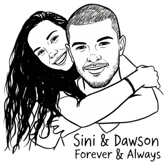 Custom Couple Portrait Temporary Tattoos - Personalized Line Art Design - Product Detail View