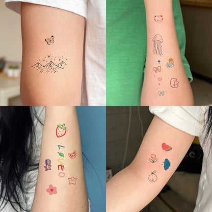 Botanical & Animal Temporary Tattoos Set - 6 Waterproof Stickers for Wrist, Arm & Body - Design Close-up