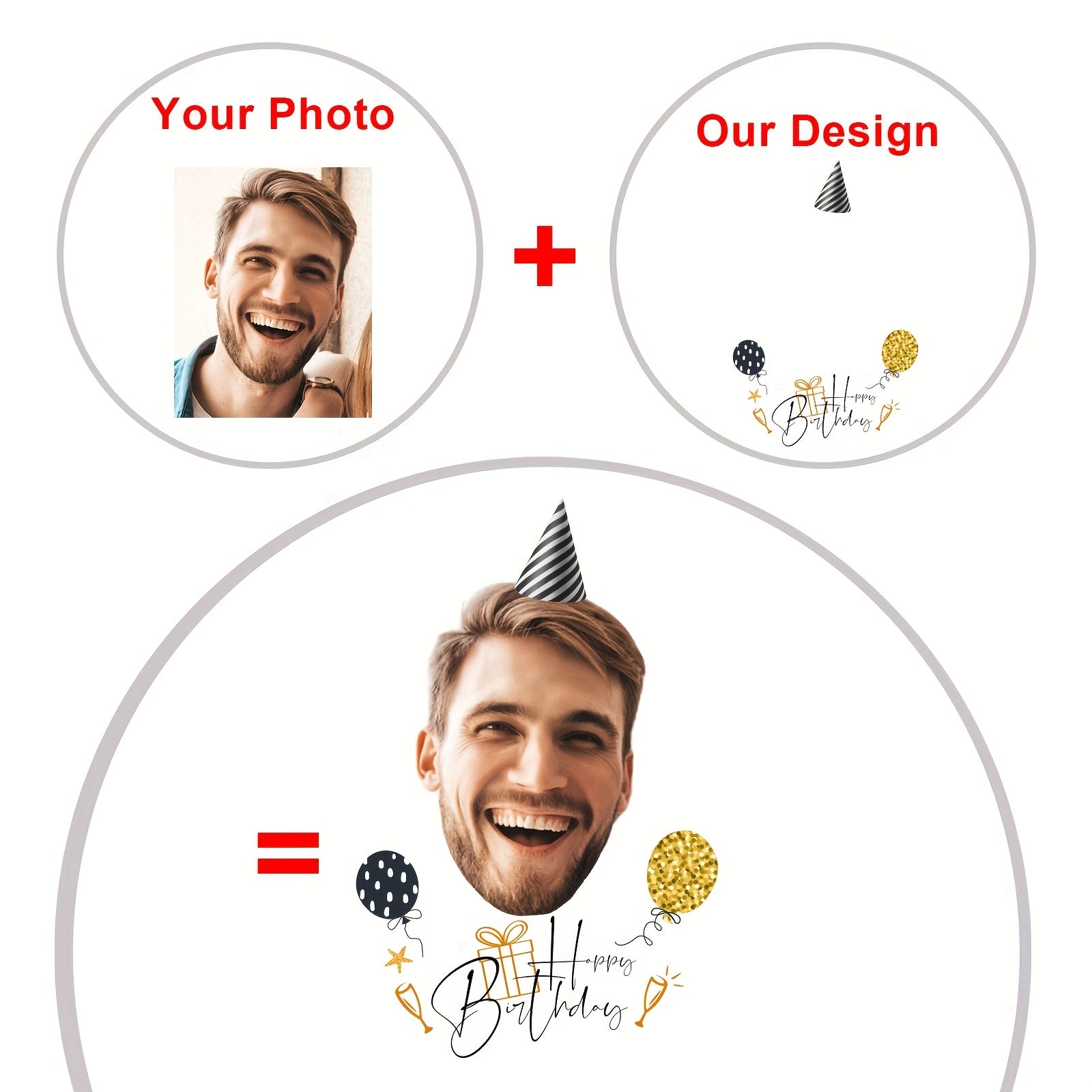 Custom Birthday Temporary Tattoos - Personalized Name Party Hat Design Tattoo Stickers (20pcs) - Product Detail View