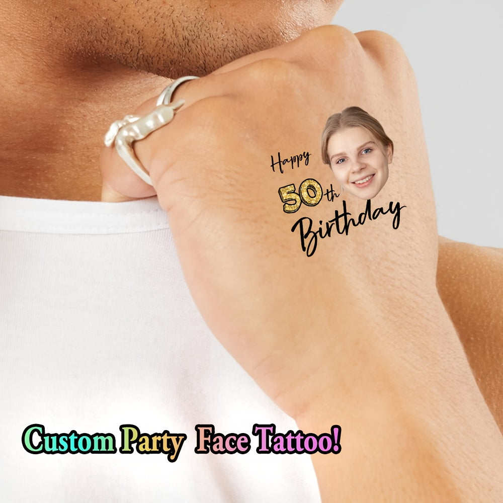 Custom Age Birthday Temporary Tattoos - Personalized Number & Face Portrait Tattoo Stickers (15pcs) - Image 7