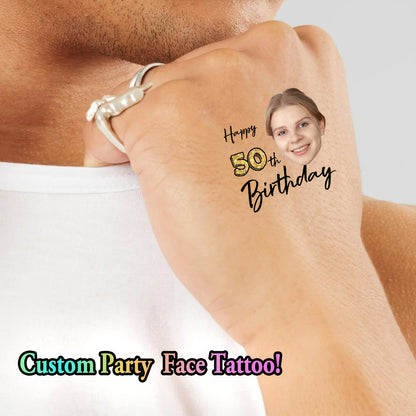 Custom Age Birthday Temporary Tattoos - Personalized Number & Face Portrait Tattoo Stickers (15pcs) - Image 7