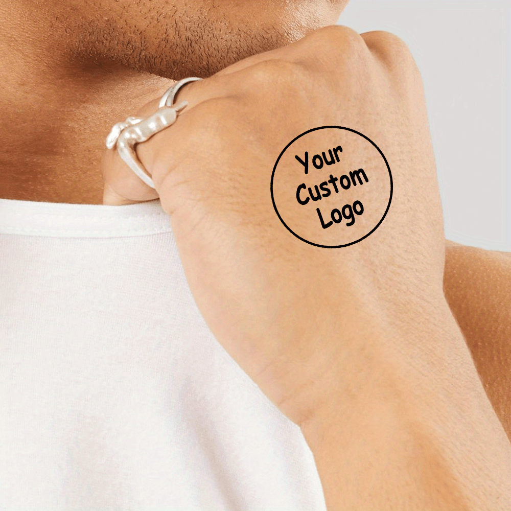 Custom Photo & Logo Temporary Tattoos - Personalized Design Tattoo Stickers for Events & Parties (15pcs) - Usage Demonstration