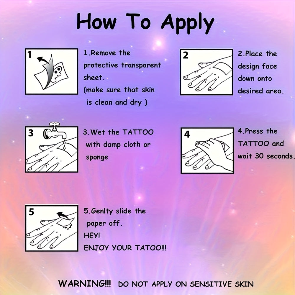 Floral Temporary Tattoos Sheet - Waterproof Pink Purple Blue Flower Designs for Body Art - Design Close-up