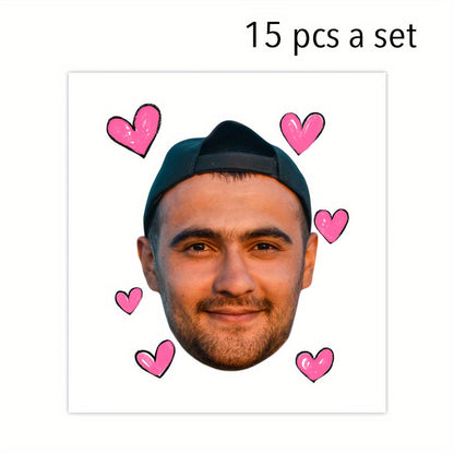 Custom Heart Face Temporary Tattoos - Personalized Photo Couple Portrait Tattoo Stickers - Application Example