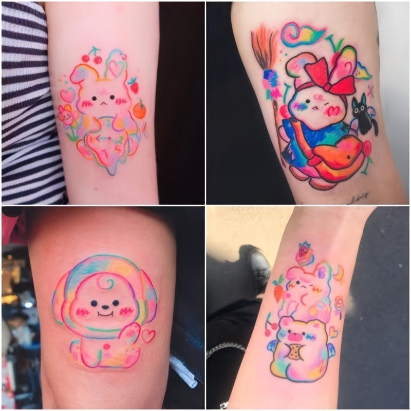 Cute Bear Temporary Tattoos Sheet - 30 Waterproof Anime Y2K Stickers for Girls - Image 10