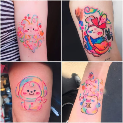 Cute Bear Temporary Tattoos Sheet - 30 Waterproof Anime Y2K Stickers for Girls - Image 10