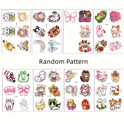 Cute Cat Temporary Tattoos - Waterproof Cartoon Kitty Tattoo Stickers - Product Detail View